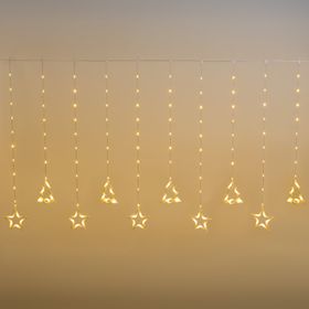 4.75 x 1.15 m Icicle lights with 20 christmas shapes, 560 warm white LEDs Light Drops, transparent cable
