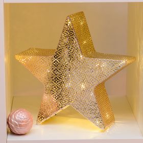 Étoile 5 pointes couleur champagne Ø 30 cm, led blanc chaud
