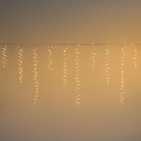 Stalattite Nastro di Luce StarFall 3,4 x h 0,8 m, 576 led bianco caldo, cavo trasparente