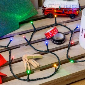 Lichterkette 13,1 m, 180 MiniLEDs multicolor, grünes Kabel