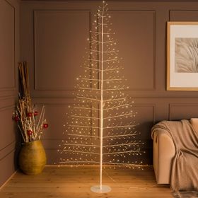 Albero Ramo di Tiglio bianco 2D h 2,1 m, 348 microled, bianco caldo, uso interno