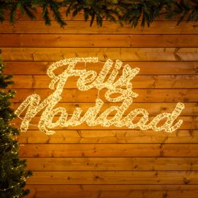 Écriture Feliz Navidad 3D blanche, h 57 cm, 4300 Microled blanc chaud et froid