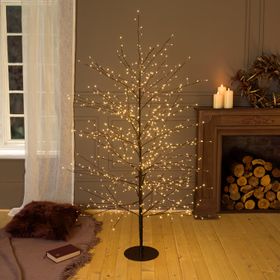 Luminous Linden Brown Tree, h 1.7 m, 784 Warm White MicroLEDs, Indoor use