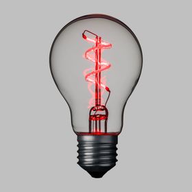 Serie VINTAGE LED 36V, Lampadina a goccia Ø 60 mm in vetro, led a spirale, rosso