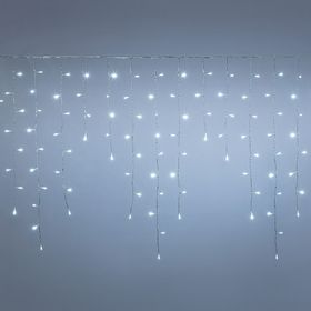 5 x h 0.8m Cold White Connect+ Icicle Lights, 350 LEDs, transparent cable, connectable