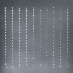 Schneefall-Effektvorhang 2 m x H 2 m, 400 kaltweiße LEDs, transparentes Kabel