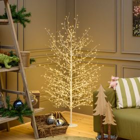 Luminous Linden White Tree h 1.7m, 784 warm white micro LEDs, silver metal cable
