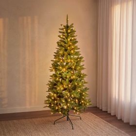 Arbre Slim sapin artificiel 180 cm, 300 led blanc chaud intégrés
