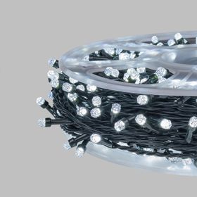 Catena 50 m, 500 led Diamante Bubble bianco freddo, cavo verde