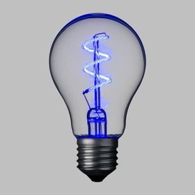 Serie VINTAGE LED 36V, Lampadina a goccia Ø 60 mm in vetro, led a spirale, blu