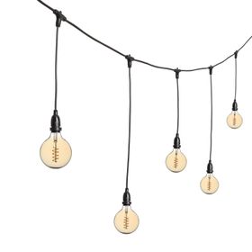 5m Lichterkette, 8 hängende LED Globo Birnen 4 Watt Ø 125 mm, Spiral, erweiterbar