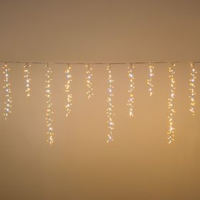 Stalattite Nastro di Luce StarFall 3,4 x h 0,8 m, 576 led bianco caldo e bianco freddo, cavo trasparente