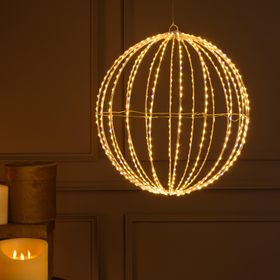 Sphère blanche pliable en 3D, Ø 40 cm, 720 microled haute densité blanc chaud et froid, utilisation en intérieur