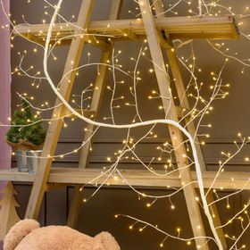 3m White Linden Branch Lights, 504 Warm White MicroLEDs, Silver Metal Cable, Indoor use