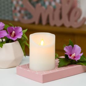 Bougie finition cire rustique blanche, h 10 cm