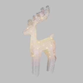 3D-Leuchtrentier aus irisierendem Gewebe, 58 cm, Warmweiß-LEDs, für Innenbereich