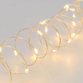 Guirnalda 30 m, 600 microled blanco cálido, cable metal plata