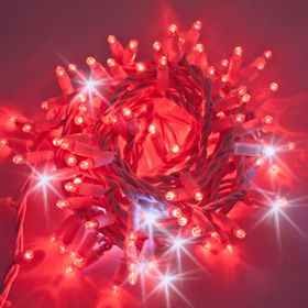 Lichterkette 10 m, 200 rotes MaxiLEDs, Flashing kaltweiß, weißes Kabel, erweiterbar, IP67