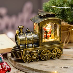 Braune Spielzug Weihnachtslaterne mit Wasser gefüllt, warmweiß