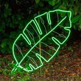Lampe Feuille tropicale en tube lumineux effet néon, 114 cm, 528 led vert