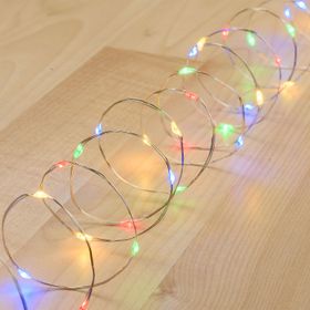 37.5m 500 Multi Coloured MicroLEDs String Lights, Silver Metal Wire