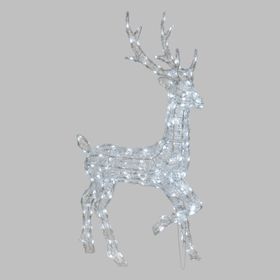 h 105 cm, White LEDs Battery Operated Transparent Acrylic Reindeer