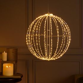 3D klappbare weiße Sphäre, Ø 54 cm, 520 Micro-LEDs in warmweiß und kaltweiß
