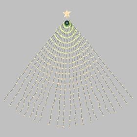 Manto luminoso para árbol de Navidad con tiras verticales y una estrella