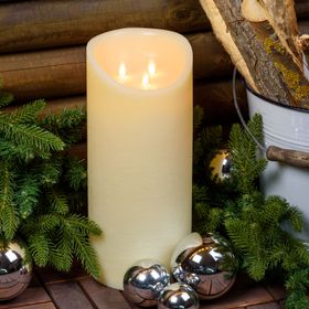 Bougie led en cire rustique ivoire avec trois flammes, h 35 cm