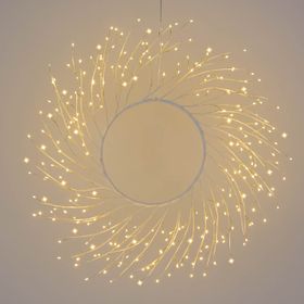 Corona Ramo Tiglio bianco Ø 60 cm, 260 microled bianco caldo, uso interno