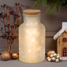 Magic White Glass Dome Vase with Rotating Projection Stars, battery operated, 27 cm