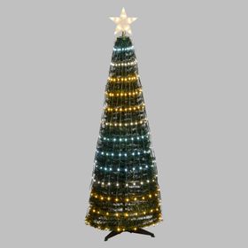 Arbre conique repliable h. 150 cm, Gouttes de lumière Blanc Chaud et Blanc Froid