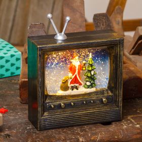 LED Fernseher mit Weihnachtsmann und Tanne, h 22 cm, warmweiß