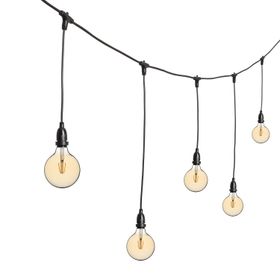 Lichterkette 5 m, 8 hängende LED Globo Birnen 8 Watt Ø 125 mm, dimmbar, h 70 cm, erweiterbar