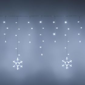 Estalactita con copos de nieve, h 0,8 m, led blanco frío