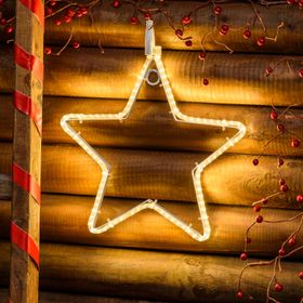 Estrella tubo ultraluminoso Ø 30 cm, led blanco cálido