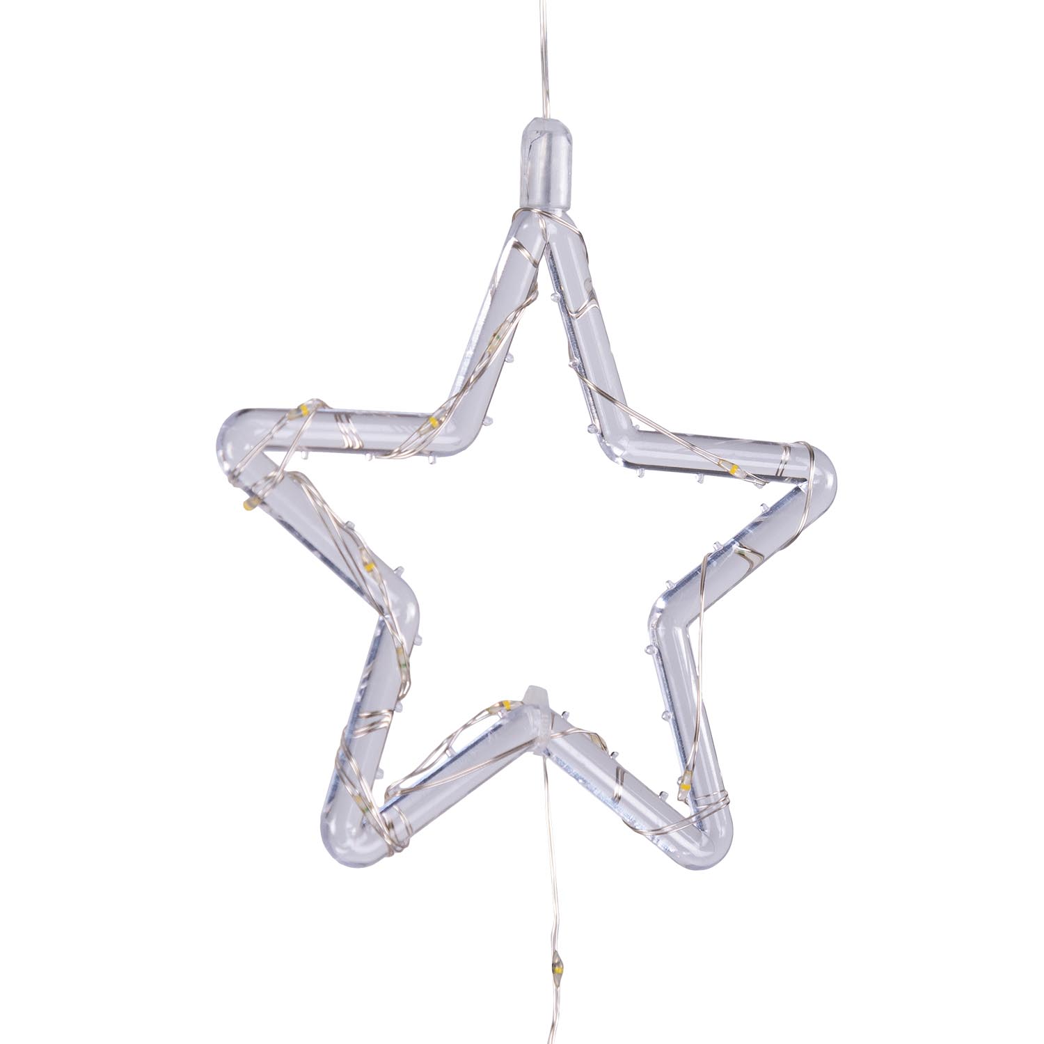 3 estrellas Crystal colgantes a pilas, 60 cm, 50 Microled blanco cálido, uso interior 3