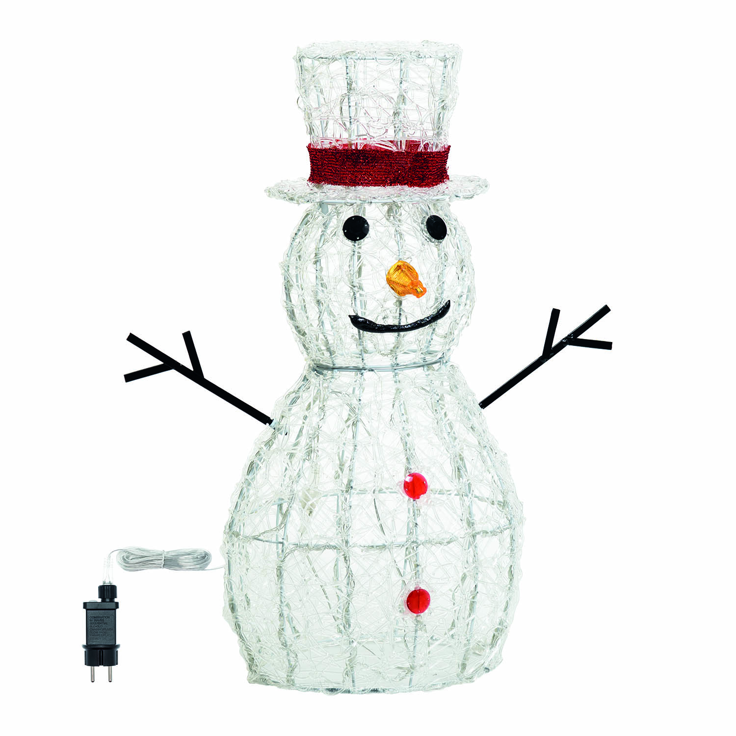 Pupazzo di Neve 3D in acrilico trasparente, h 70 cm, 160 Dual LED bianco caldo e freddo 7