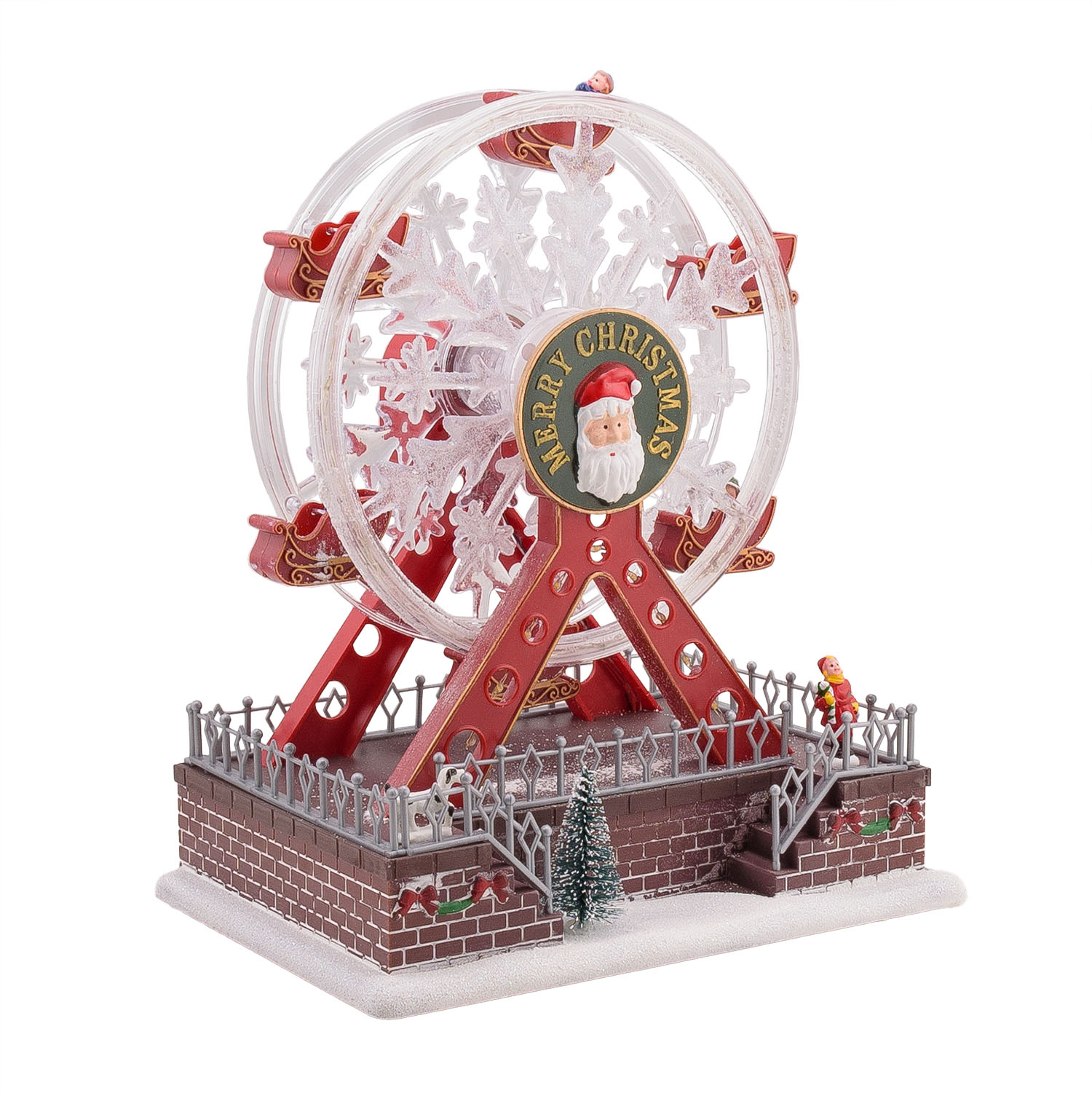 Pueblo de Navidad, Noria con movimiento giratorio, h 29 cm, melodías navideñas 2