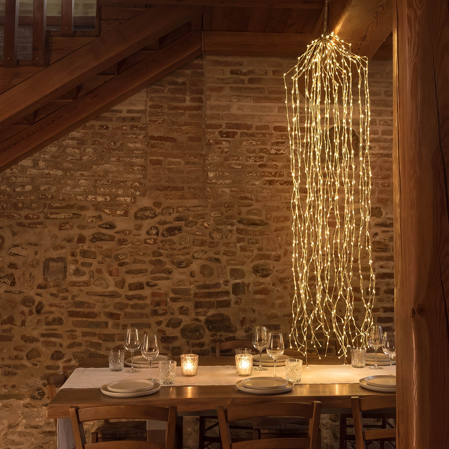 Ramo Cadente Champagne, h 2 m, 736 led bianco caldo 9