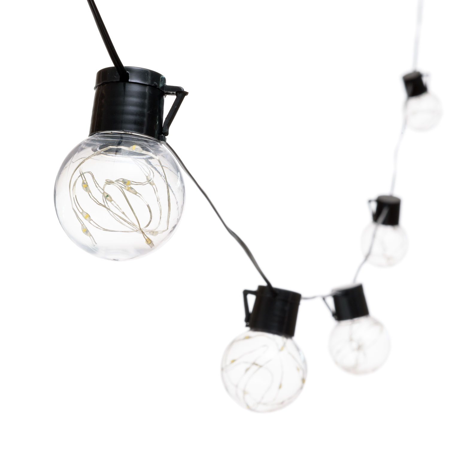 Guirnalda solar de 6 m, 15 bombillas transparentes globo Ø 50 mm, microled blanco cálido 6 Guirnalda solar de 6 m, 15 bombillas transparentes globo Ø 50 mm, microled blanco cálido 6