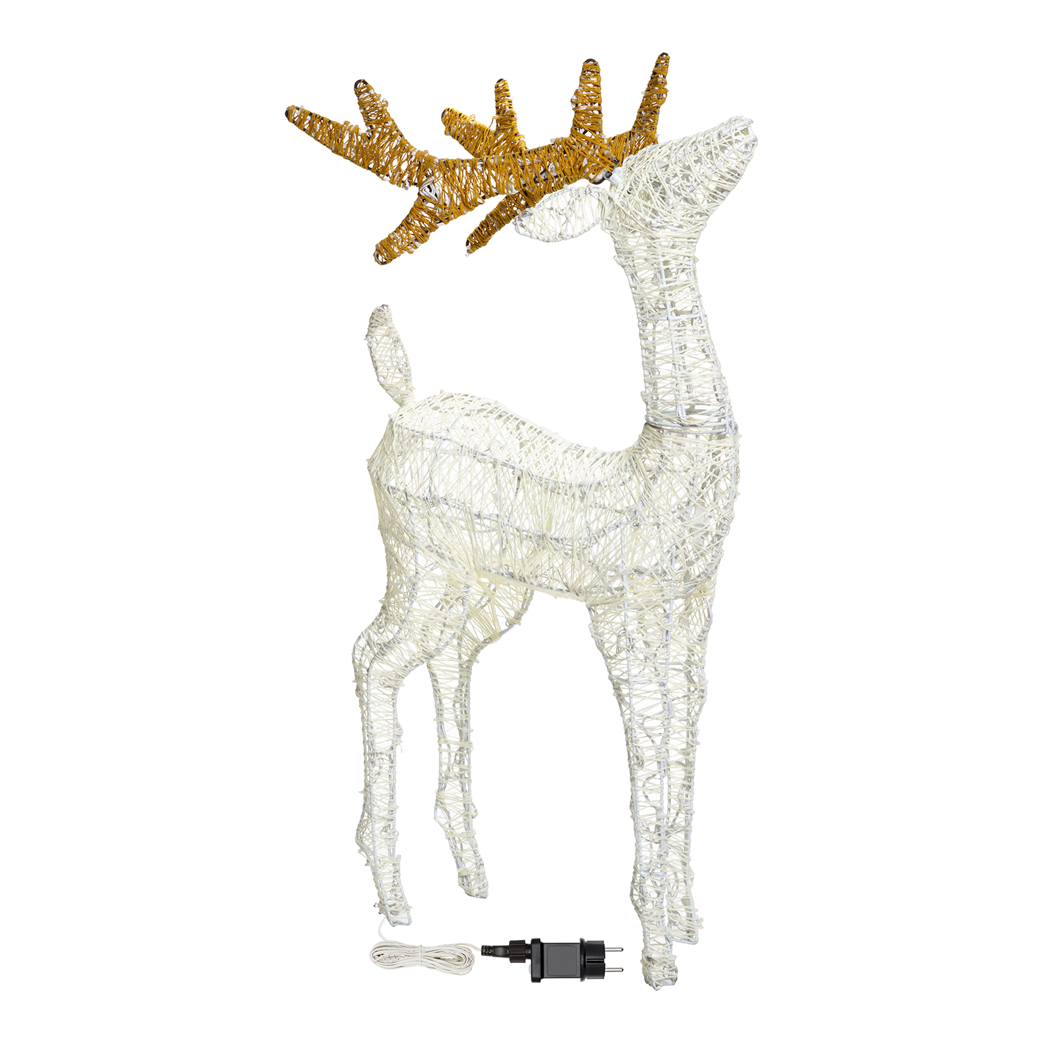 Renna con testa alzata 3D Light Cream & Brown, h 95 cm, 200 Dual LED bianco extra caldo e bianco freddo 2
