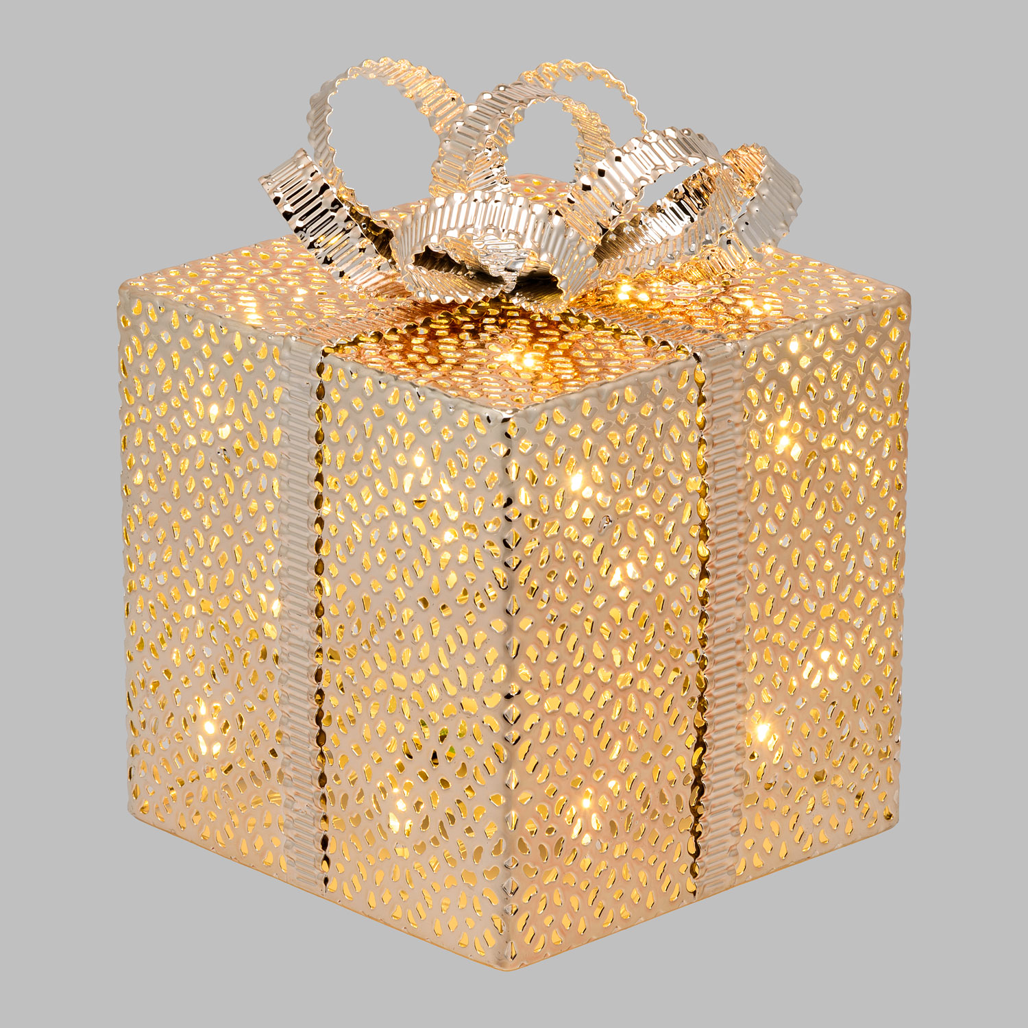 Paquet Cadeau couleur champagne, 20 led blanc chaud, à piles 2 Paquet Cadeau couleur champagne, 20 led blanc chaud, à piles 2