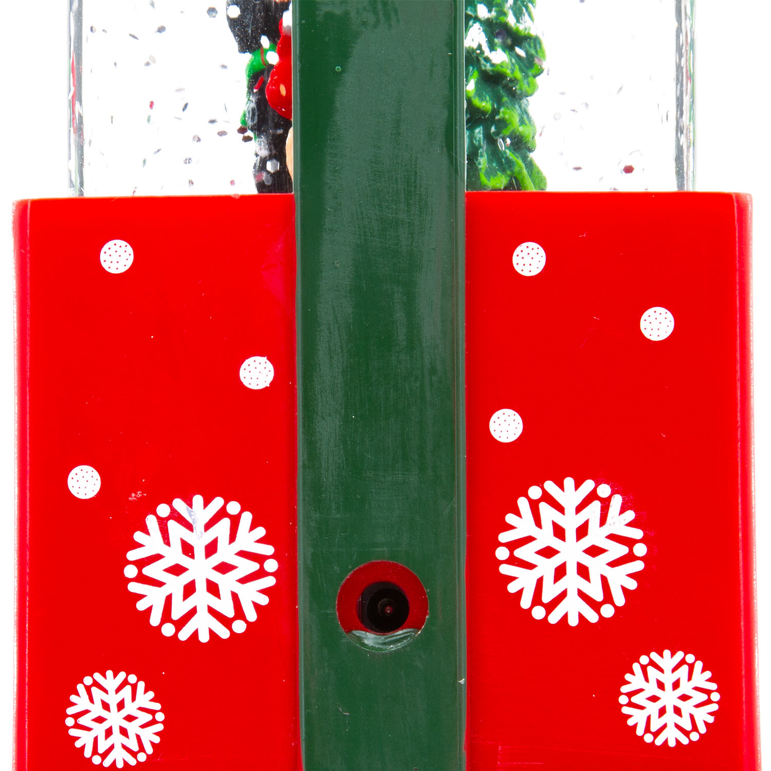 Lanterna Pacco Regalo rosso con glitter scintillanti, h 19 cm, musiche natalizie, led bianco caldo 4
