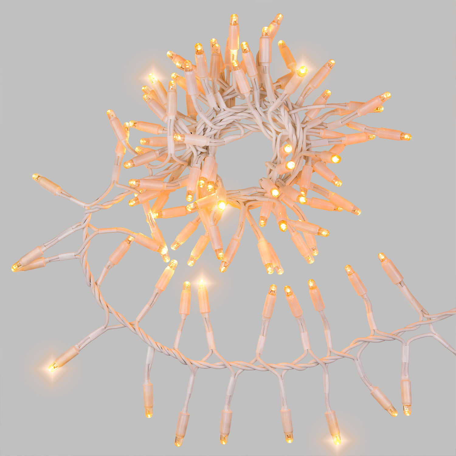 Lichterkette Cluster 4 m, 200 warmweiße Maxi-LEDs, weißes Kabel, verlängerbar, IP67