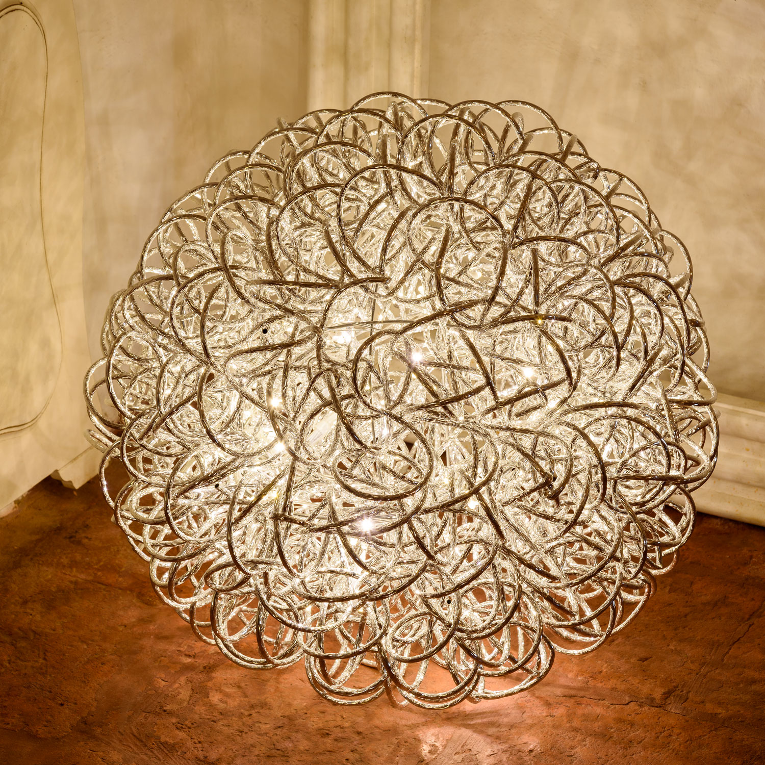 Silberne Leuchtkugel Ø 50 cm, 200 LEDs warmweiß 1 Silberne Leuchtkugel Ø 50 cm, 200 LEDs warmweiß 1