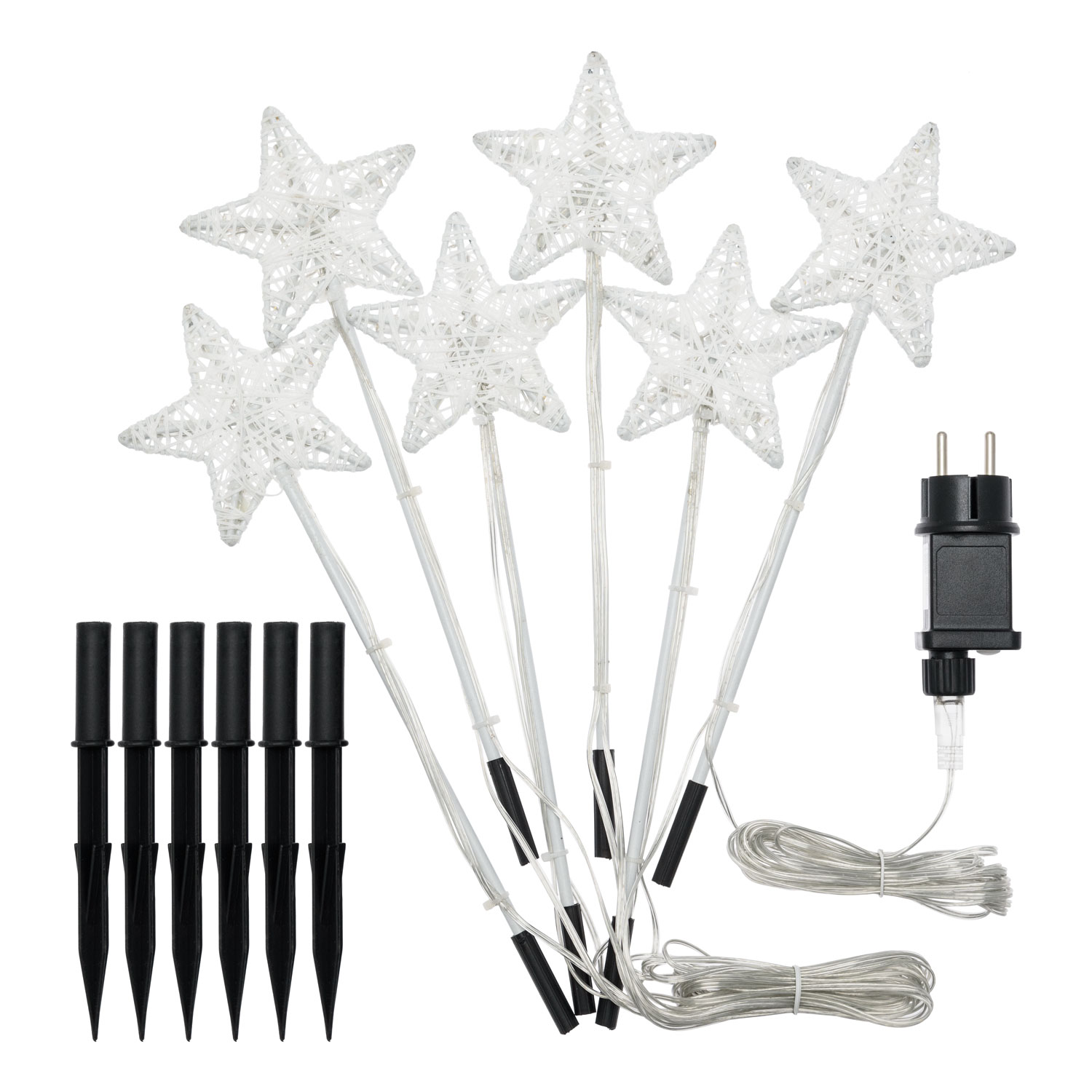 Lot de 6 Étoiles 3D Ø 10 cm avec piquet, 36 aux deux couleurs LED blanc chaud et froid 8 Lot de 6 Étoiles 3D Ø 10 cm avec piquet, 36 aux deux couleurs LED blanc chaud et froid 8