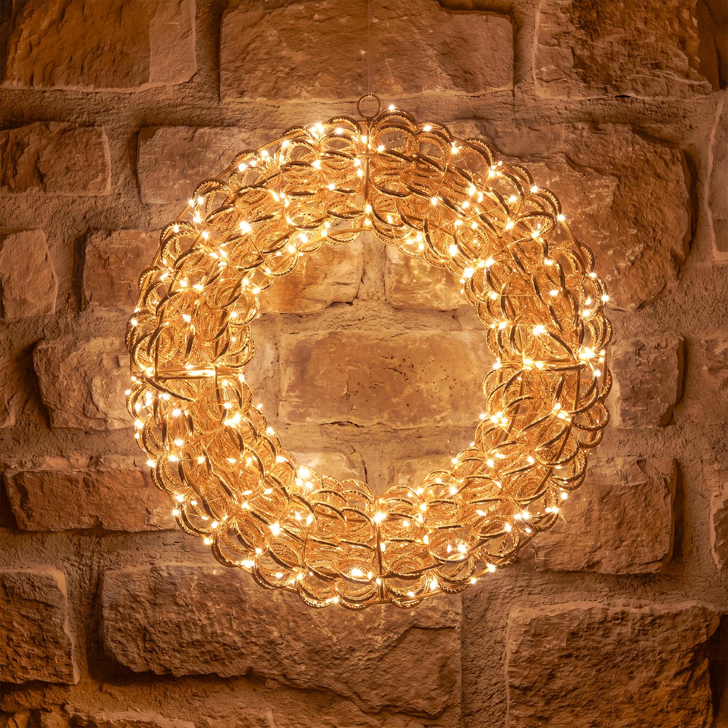 Couronne 3D Rose Gold, fil tressé spiral, ∅40 cm, 400 microled blanc chaud 1