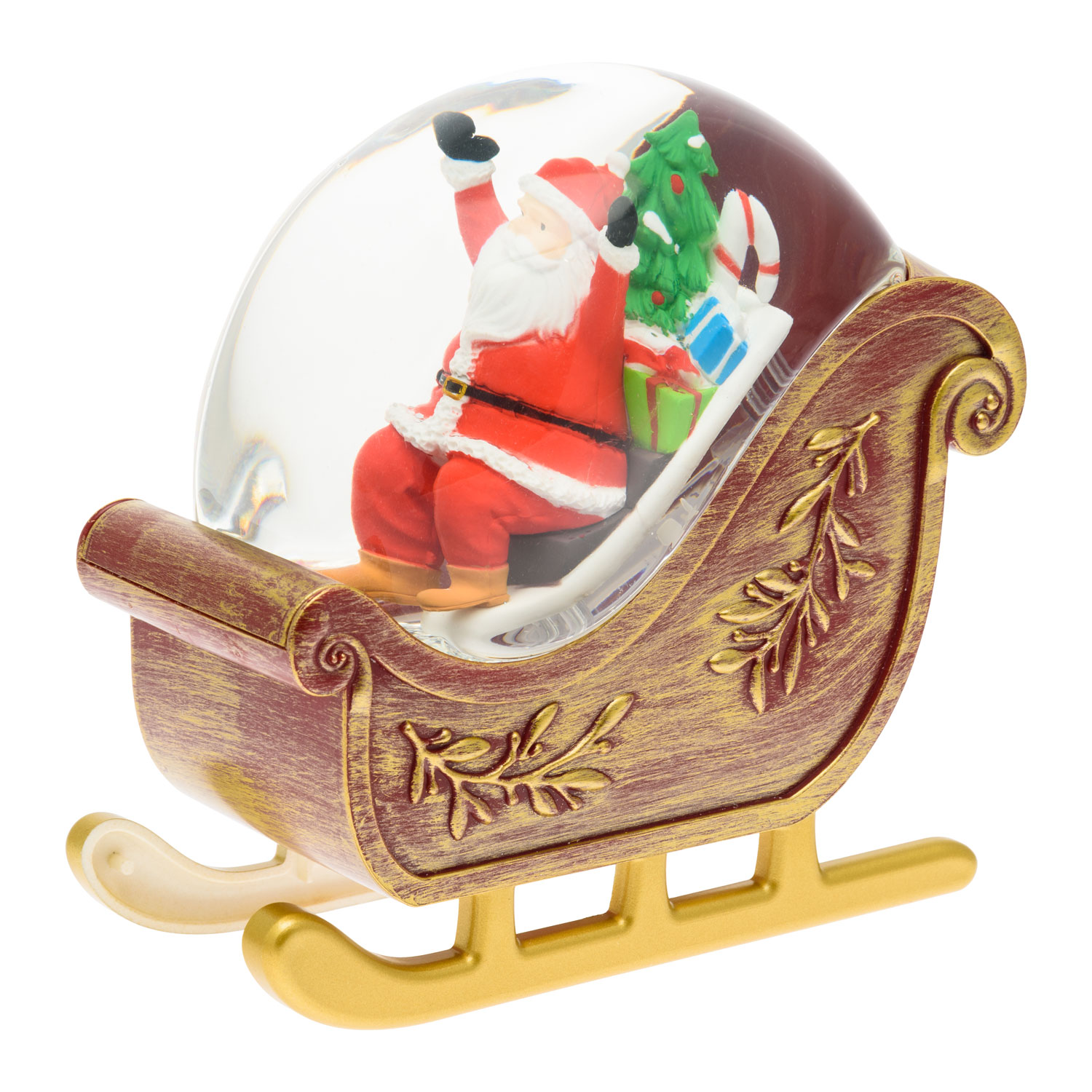 Roter LED Schlitten mit Weihnachtsmann, mit Wasser gefüllt, h 17,5 cm 3 Roter LED Schlitten mit Weihnachtsmann, mit Wasser gefüllt, h 17,5 cm 3