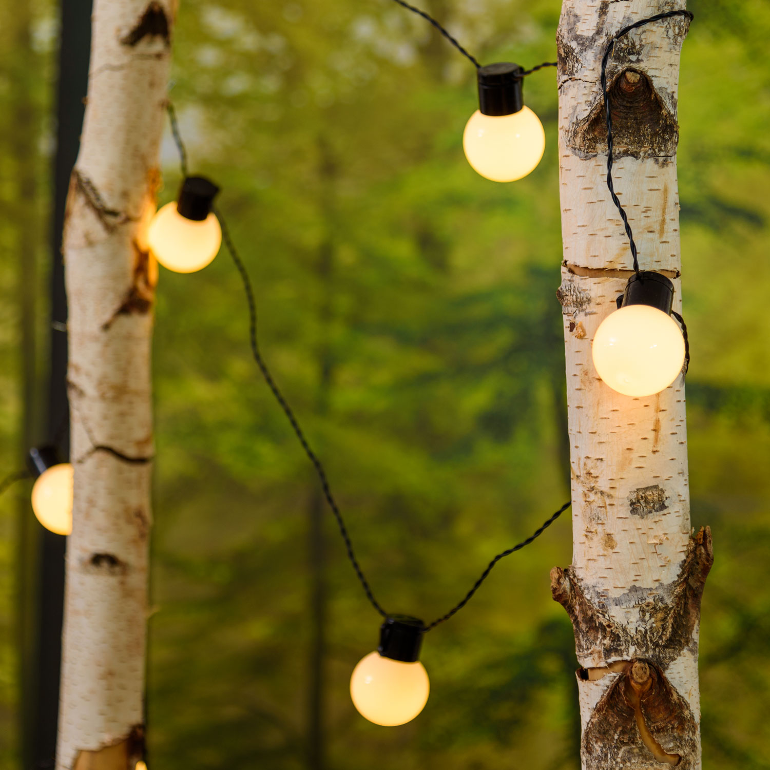 Guirnalda solar de 6 m, 15 bombillas blancas Ø 50 mm, led blanco cálido 10 Guirnalda solar de 6 m, 15 bombillas blancas Ø 50 mm, led blanco cálido 10